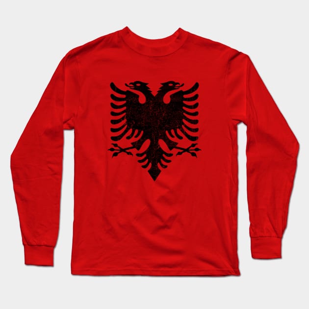 Vintage Albanian Flag Long Sleeve T-Shirt by vladocar